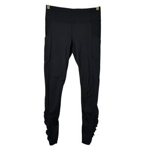Sz 6 Lululemon Speed Tight IV Black Leggings Ruched Ankle Running Yoga Pants